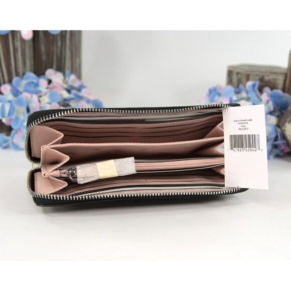 Kate Spade Black Leather Frosty Penguin Large Zip Around Lacey Wallet NWT - Picture 6 of 8